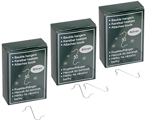 Kugelaufhänger S-Haken für Weihnachtsbaumschmuck, Schnellaufhänger Weihnachtskugelaufhänger, 33 mm (150 Stück -33 mm lang, Silber)