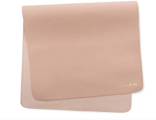 AVA + OLIVER Wickelauflage aus veganem Leder – tragbare, abwischbare Mehrzweck-Windelunterlage – faltbar für die Reise (16 x 30 Zoll) (Pink Sand)