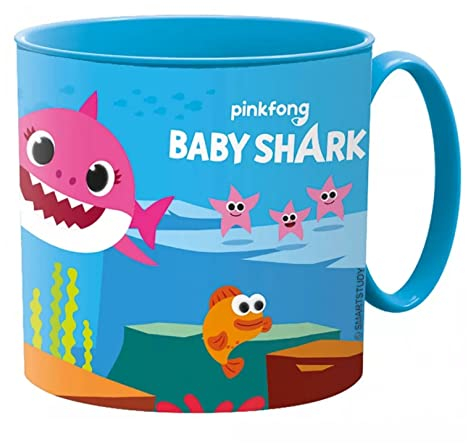 Kids Character Cute Mini Mug 265ML Drinking Re-Usable Plastic Cup Microwave Safe (Baby Shark)