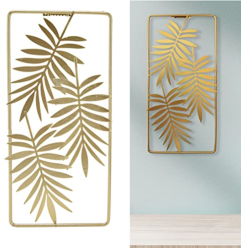 Dioche Gold Wanddeko Metall,Nordischer Stil Deko Skulptur Hintergrund Wand Blätter Verlässt Form Dekoration Wandbehang,für Wohnzimmer Schlafzimmer Hintergrund,29,5 x 14,5 cm