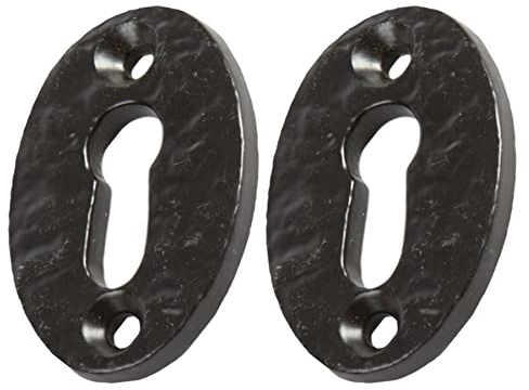 Hammer and Tongs - Rustic Escutcheon Plate - W35mm x H50mm - Black - Pack of 2
