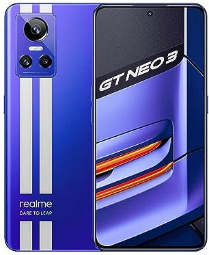 realme GT Neo 3 150W, 12+256GB, Nitro Blue, Smartphone Desbloqueado sin Sim, Pantalla OLED de 6,7, batería de 4500mAh, Carga Ultra Dart de 150W, NFC + garantía del Reino Unido