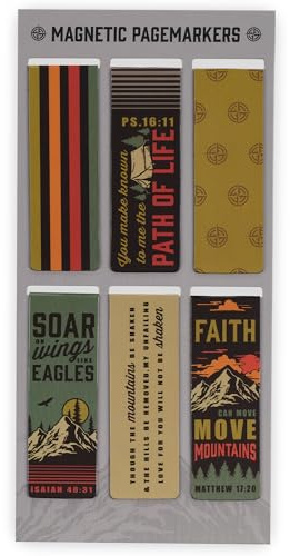 Christian Art Gifts Magnetic Scripture Bookmark/Pagemarker Set for Men & Women: Scenic Mountains - Set of 6 w/Inspirational Scripture for Bibles, Fridges, Books, Multicolor Outdoor Theme, Small