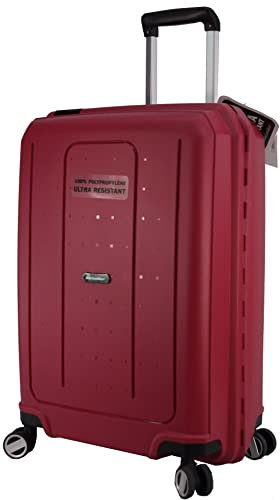 METZELDER Valise Rigide CLICKER Coque Incassable 100% Polypropylène, Fermeture multipoints, Trolley extérieur Garantie 3 Ans (Rouge (Red), M - Medium - 66L - 65x45x27cm - 4,2kg)