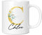 Personalised Letter C Floral Mug Initial with Name, Customised Gift, Gold Effect Printed Letter, NOT Metallic - Ceramic Coffee Cup for Men or Women, Extra Large and Giant Mug, 11oz White Mug