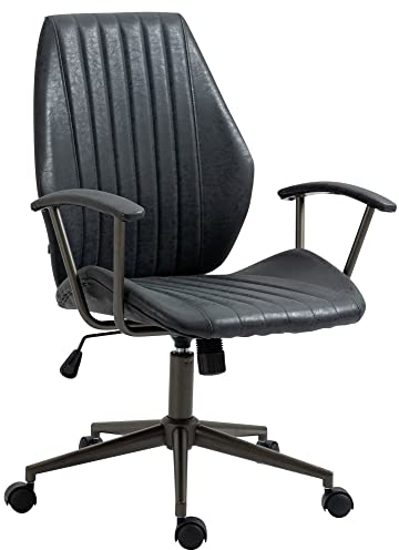 CLP Bürostuhl Nampa Im Industrial Design I Gesteppter Schreibtischstuhl Mit Wippfunktion Und Stufenloser Höhenverstellung, Farbe:antik schwarz