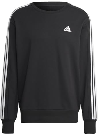 adidas Herren Essentials French Terry 3-Stripes Sweatshirt, Black, M