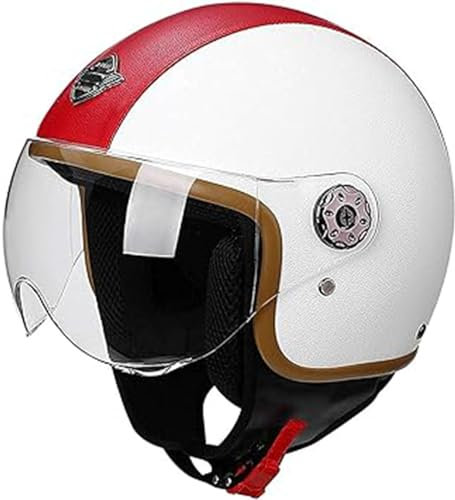 Vintage Casco Moto Aperto, Retrò Moto Elettrico Con Visiera Casco, Casco Motociclista Jet Vintage 3/4 Con Certificato ECE, Universale Uomo E Donna B,L=58-60CM