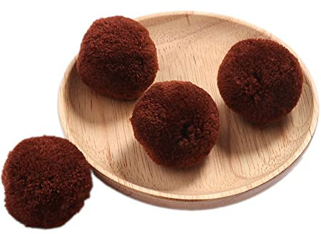Wambere 10 STK 40 mm Bunte Pompons zum Basteln,Bunte Bommeln Bälle,Pompoms für Kunsthandwerk,Pompons Bälle für Ostern,Weihnachten,Bunte Pompons für DIY Basteln Tischdekoration Geburtstagsdeko,Braun