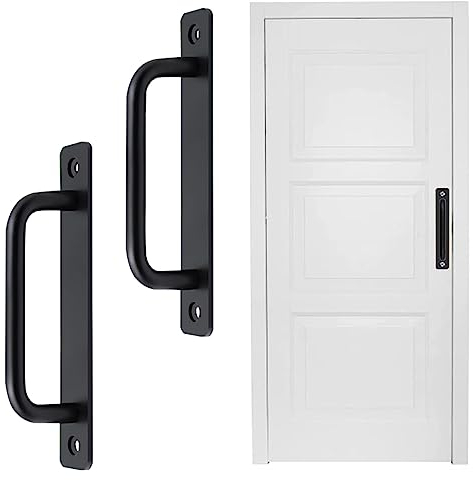 RZMZBY Manija de puerta corredera,tiradores cajones, manija de puerta de cocina de 7 pulgadas/18 cm, manija de puerta de madera, manijas de agarre de puerta de gabinete, armario, muebles (Negro)