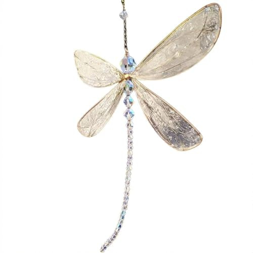 Libelle Kristall Sonnenfänger Hängender Regenbogen-Maker Fensterdeko Handgefertigtes Ornament mit Kristallkugel für Garten Wohnzimmer Schlafzimmer Geburtstagsgeschenk für Mutter Oma