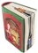 MediMuc Kleine Buchdose St. Nick rot/grün - nostalgische Dose aufwändig geprägt und bedruckt - Santa packt Geschenke aus - Keksdose, Blechdose - Vol. 1,75l - (L x B x H): 15,2 x 17,5x 8,8cm