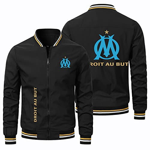 GLLUSA Blouson Aviateur Pour Homme Pour P.D.Marseille Imprimé Vestes De Baseball Décontractées À Manches Longues Cardigan Zippé Sweat Shirt Léger Manteau De Sport - Cadeau Ado-White||S