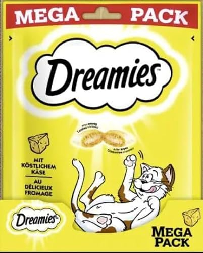Dreamies Klassiker Katzensnacks mit Käse Mega Pack – Katzenleckerli mit knuspriger Textur und cremiger Füllung – 2 x 180g
