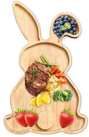 Wooden Christmas Serving Tray Christmas Easter Rabbit Shape Serving Plate Tray Charcuterie Restaurant Dessert Board Tree Appetizer Platter Wood Xmas Serving Dish for Food Appetizers Desserts Snacks