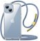 JETech Crossbody Case for iPhone 14 6.1-Inch with Adjustable Lanyard Strap, Clear Transparent Anti-Yellowing Shockproof Protective Phone Cover with Neck Cord (Blue)