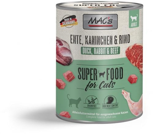 Mac's Cat Premium Nassfutter für Katzen, 6 x 800 g (Ente, Kaninchen und Rind)