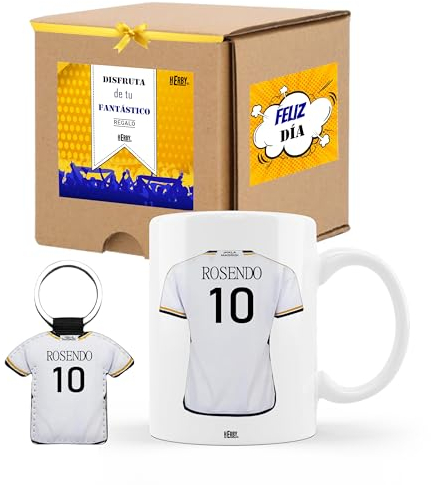 Taza del Madrid personalizada con nombre y número más llavero camiseta personalizada del Madrid, regalos del madrdid personalizados, taza de cerámica de café del Madrid 325 ml