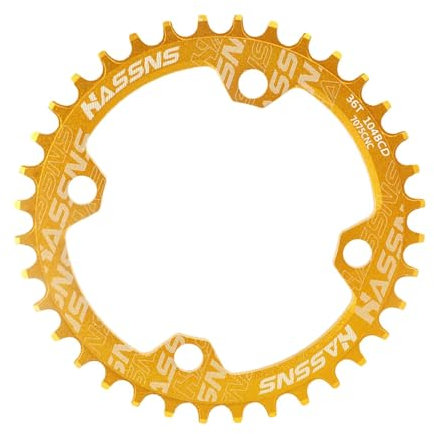 kowaku Fahrradkettenblattteile, BCD 104 mm langlebiges rundes Kettenblatt Einzelkettenblatt, für 8/9/10/11/12 Geschwindigkeit, für Mountainbike, Gold