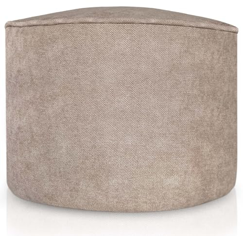Aiire Sitzhocker Indoor aus Baumwolle - Pouf Hocker Rund 45x30cm - Sitzsack Fußstütze Hochwertiger, Pflegeleichter Sitzpuff - Fußhocker für Wohnzimmer und Schlafzimmer - Sitzpouf Beige