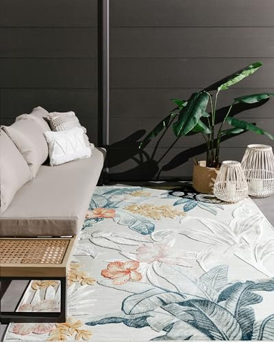 benuta Basic In- & Outdoor Teppich Flora - Mehrfarbig 160x230 cm - Florales Design - Wetterfest & UV-beständig - Für Balkon, Terrasse, Garten - Küchenteppich & Wohnzimmerteppich - Pflegeleicht Robust