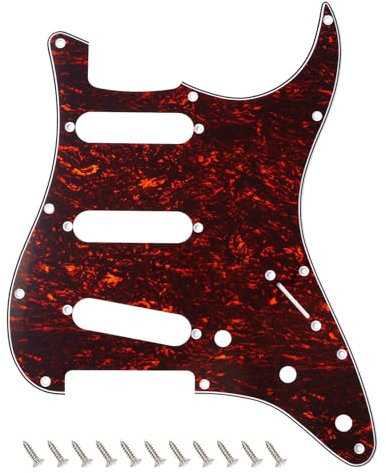 Banworks 4-lagiges Strat SSS Schlagbrett, 11-Loch-Schlagbrett für E-Gitarre, Schlagplatte für USA/Mexican Modern Style Standard Stratocaster ST JT/HB-01, rote Schildpatt