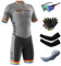 Triathlon Anzug Herren,Tiathlon Einteiler Herren,Fahrrad Anzug Herren,Triathlon-Bekleidung,3Taschen für Wettkampf Run, Cycle,Swim,Strumpfhosen (4,XL)