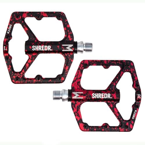 Shredr. Flat Pedal | Superleichte MTB Pedale | 2 Größen, 2 Special Edition Farben (rot/schwarz, M)