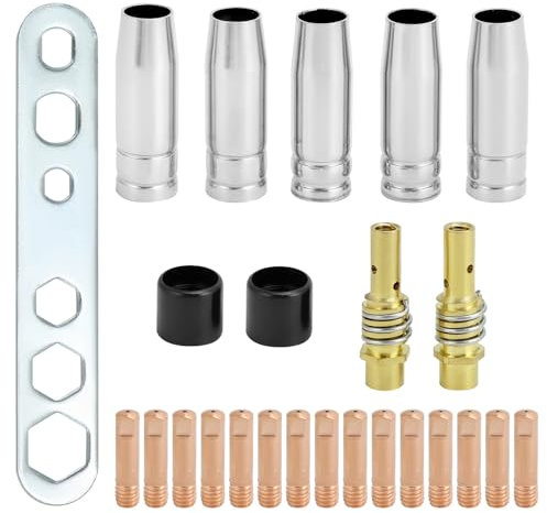 QWORK® 25 Stück Schweißzubehör Set, Zubehör zum Schutzgasschweißen, für AK-15/MB-15 MIG Brenner
