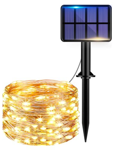 Kolpop Solar Fairy Lights Outdoor, 6M/60 LED Solar Garden Lights with 8 Mode, Waterproof Copper Wire Decorative Solar String Lights for Patio Tree Party Patio Wedding Yard Christmas