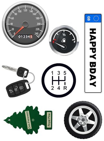 Edible print A4 Car driving theme Cake topper set cake decorations wafer/icing paper UNCUT - 17th Birthday - License plates (icing paper)