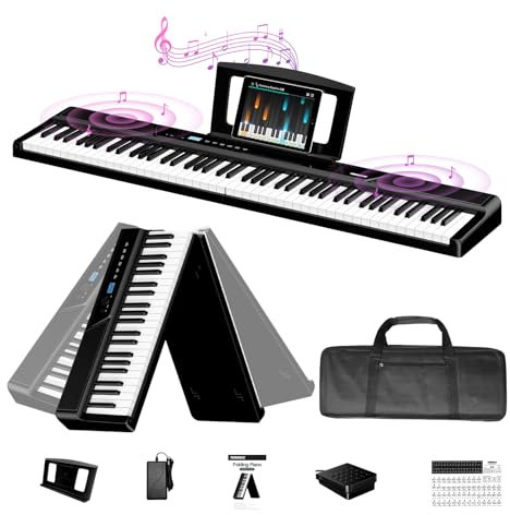 TERENCE Piano Electrico 88 Teclas Teclado Dinámico Pesado 2 Altavoces de 15W Panel Táctil Sensible Función de Grabación de Video y Audio Integrada Soporte para Auriculares y Altavoces Externos