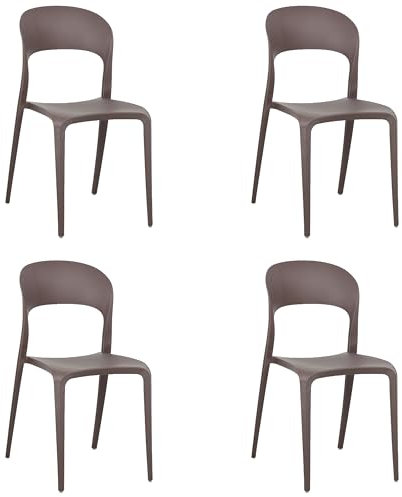 Totò Piccinni Sedia Omega in Polipropilene Moderne Design Impilabile,(L) 43x(P) 50x(A) 84 cm (4, New Tortora)