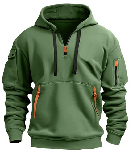 Generisch Herren Hoodie Y2k Basic Jogging Sport Hoodie Kordelzug Mit Taschen Slim Fit Reißverschluss Gym Pullover
