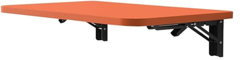 Schwimmender Schreibtisch, Wandhalterung, Laptop-Schreibtisch, Wandmontage, Klapptisch, funktionaler Hängeschrank für Zuhause, Büro, Computer, Arbeitsplatz (Orange, 50 x 30 cm)
