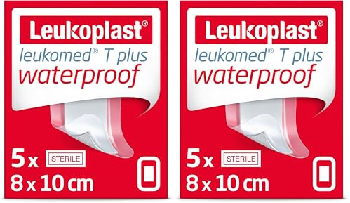 Leukomed T Plus - Sterile Wound Dressing - Waterproof and Breathable, First-aid Plasters - Ideal for Postoperative Care - Transparent - 8 cm x 10 cm - Box of 5 (Pack of 2)