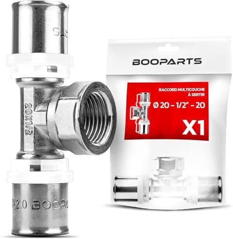 BOOPARTS raccordo multistrato 20-1/2F(15-21)-20 a crimpare contorno TH - Tee multistrato a crimpare - raccordo idraulico per tubo multistrato