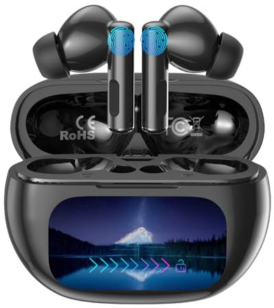 MTOXW XP12 AI Übersetzer Kopfhörer, 3-in-1 Echtzeit Sprachübersetzer Kopfhörer 135 Sprachen mit App, Bluetooth 5.6 Touch-Display 48h In-Ear Kopfhörer Übersetzer für Reisen, Business & Alltag.