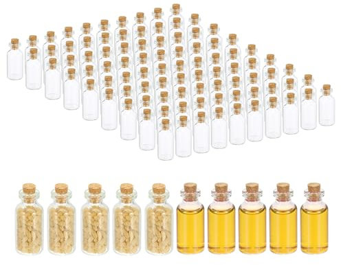PATIKIL 5ml Tiny Glass Bottles Vials, 100Pcs Mini Clear Bottles Glass Empty Jars with Cork Stoppers Tiny Vials Container for Powder Cream Art Craft