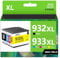 Glliter 932 XL 933XL Multipack Druckerpatronen Ersatz für HP 932XL 933 XL Tintenpatronen 933 Patronen für HP Officejet 6600 Patronen 7110 7510 7610 7612 6100 (4er-Pack)
