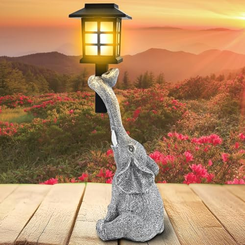 Hopeful 1 Solar Powered Cute ElephantLantern-Harz Outdoor Dekorative LightPerfekt für Garten, Terrasse oder Landschaftsbeleuchtung, ldeal Geschenk für Freunde, Hofbeleuchtung | Lantern Style