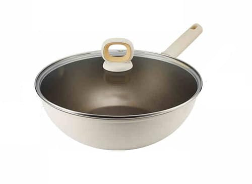 Nzzkoides Aluminum Alloy Wok Pan with Lid, Woks & Stir-Fry Pans Nonstick without Chemical Coating, Cooking Wok for Induction Gas Stove(Size:26CM)
