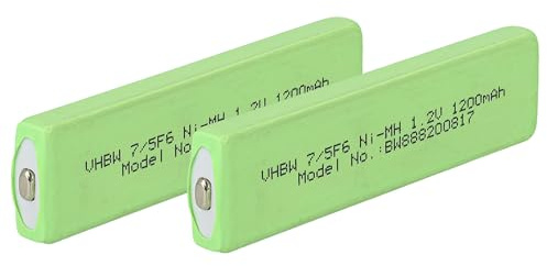 vhbw 2X Akkuzelle Ersatz für Sony NC-6WM | NC-5WM, NC-4WM, NH10WM für CD Player (1100 mAh, 1,2 V, NiMH), Akku 7/5F6, Button Top
