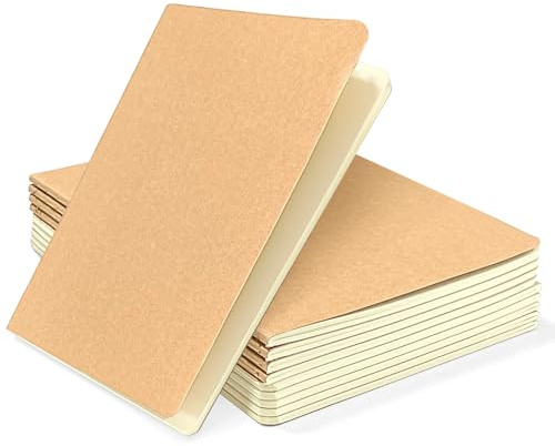 xiaoxianxian 10 Stück Notizbuch A5 Blanko, Kraft Cover Notizheft (34 Blatt), Classic Tagebuch für Schule, Büro, Reisen, Malen und Graffiti (A5)
