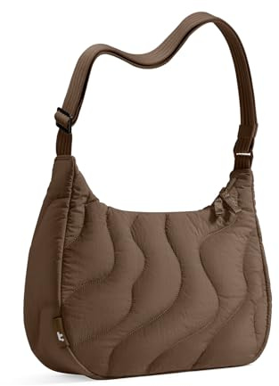 tomtoc 9L Puffer Tasche Damen Crossbody Bag Nylon Moon Bag Ruffle | Modische Schultertasche Damen mit Schulterriemen, für 11 Zoll iPad Pro Air & Tägliche Essentials, Handtasche Innenfächer
