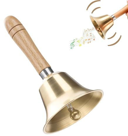 Super Laute Handglocke,Handglocke Messing,Hand Tischglocke | Weihnachtsglocke Griff Aus Massivholz,Metall Glocken Mit Holzgriff,Für Zuhause,Schule,Hochzeit,Feiertagsdekoration