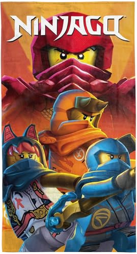 BERONAGE LEGO Ninjago Badetuch Aufstieg der Drachen 75x150 cm – Dragons Rising – 100% Baumwolle Strandtuch Duschtuch für Jungen – Geschenkidee Urlaub Freibad & Pool – Oeko-Tex Saunatuch (Ninjaverse)