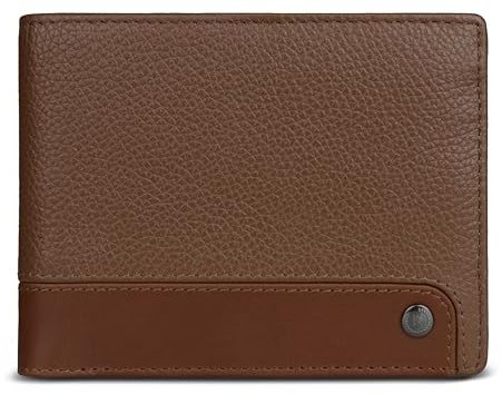 bugatti Due kleine Geldbörse aus Leder mit RFID-Schutz, Herren-Portemonnaie mit Klappe klein, Cognac