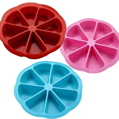 KFSCIP Silicone Baking Moulds, Set of 3 Cake Moulds for Baking, Non-Stick Silicone Moulds with Various Shapes, Flexible Cake Moulds for Home Kitchen Use, Sky Blue, Pink and Red Brown Colours Included