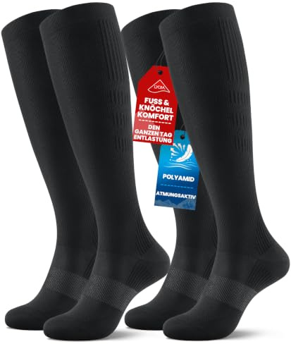 Ruixue Kompressionsstrümpfe Damen & Herren, Gestaffelte Stützstrümpfe, Compression Socks für Sport, Flug, Langes Sitzen und Krankenschweste, 2 Paar
